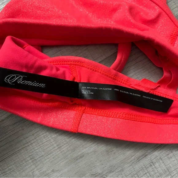 LORNA JANE LJ BLACK Premium Coral Pink Shimmer Sports Bra XS - Picture 7 of 9